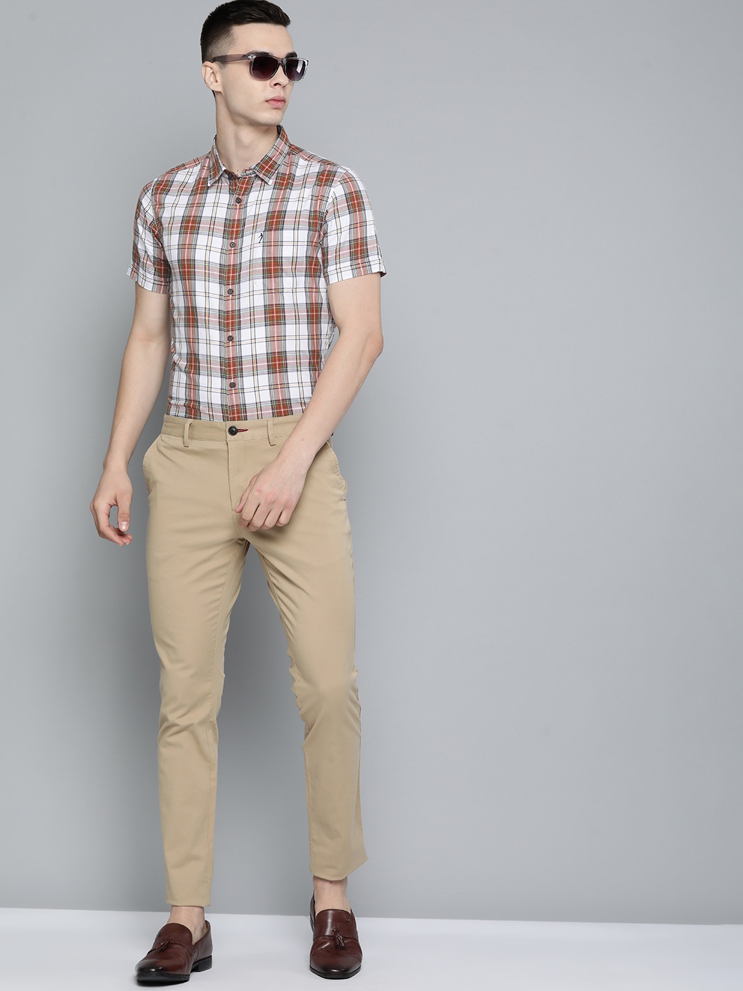 

Indian Terrain Checked Pure Cotton Slim Fit Chiseled Shirt, White