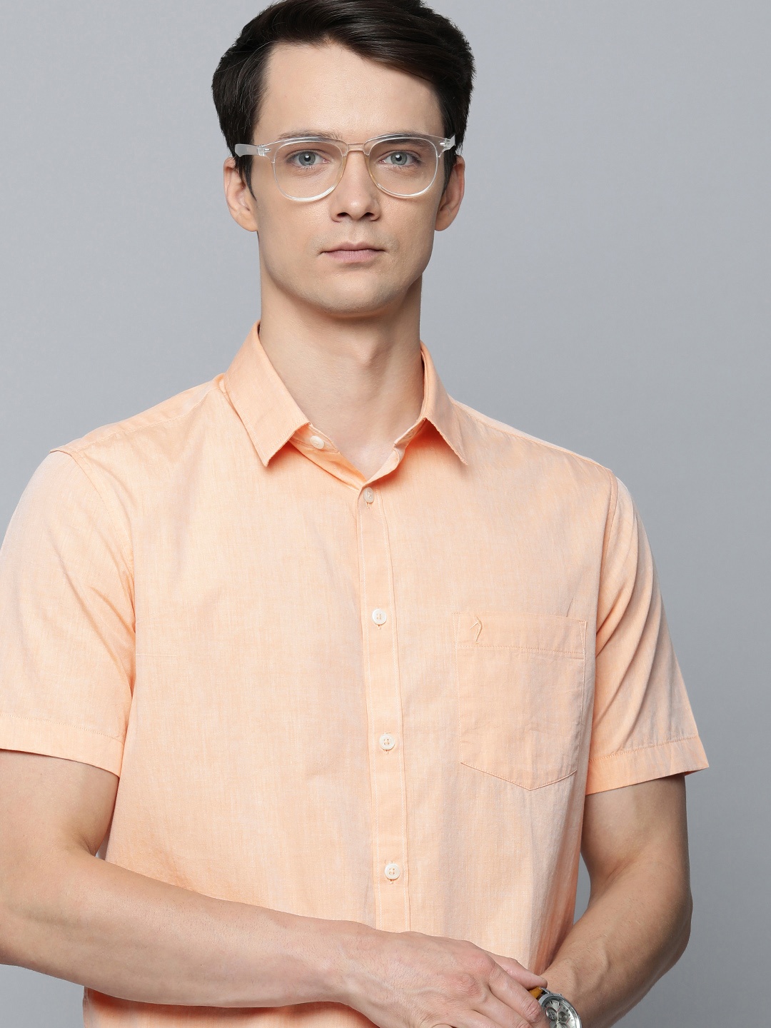 

Indian Terrain Slim Fit Pure Cotton Shirt, Peach