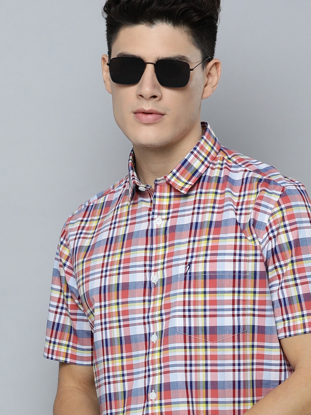 

Indian Terrain Tartan Checks Pure Cotton Slim Fit Shirt, Pink