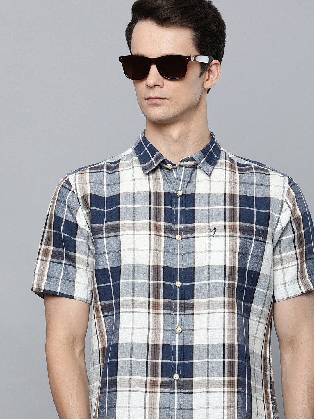 

Indian Terrain Men Slim Fit Tartan Checks Casual Shirt, Blue
