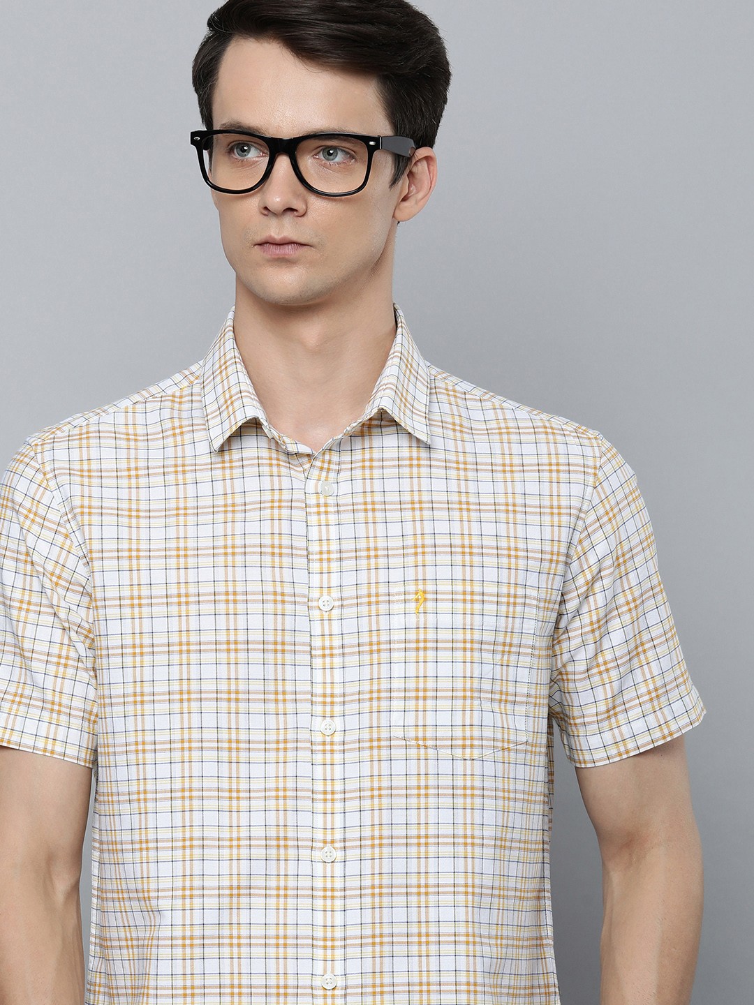 

Indian Terrain Slim Fit Checked Pure Cotton Casual Shirt, White