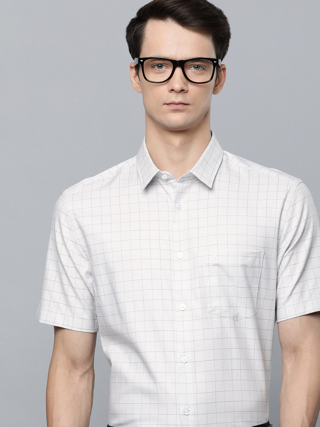 

Indian Terrain Men Slim Fit Grid Tattersall Checks Pure Cotton Casual Shirt, Blue