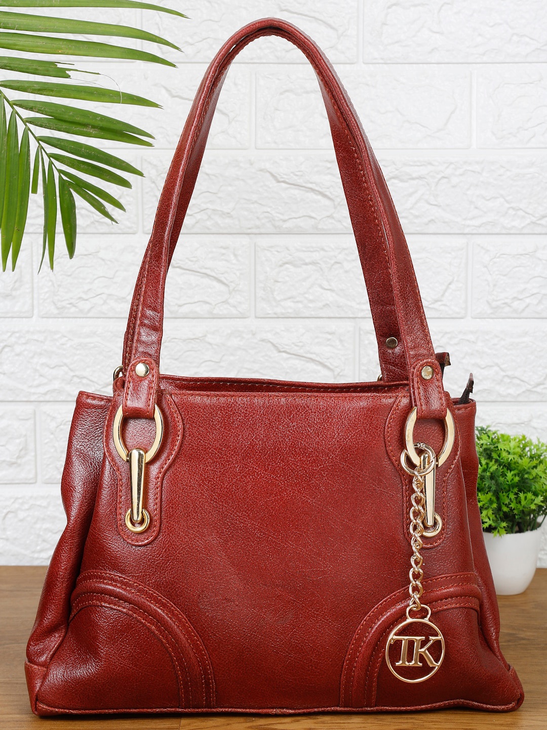 

Teakwood Leathers Maroon Leather Structured Shoulder Bag