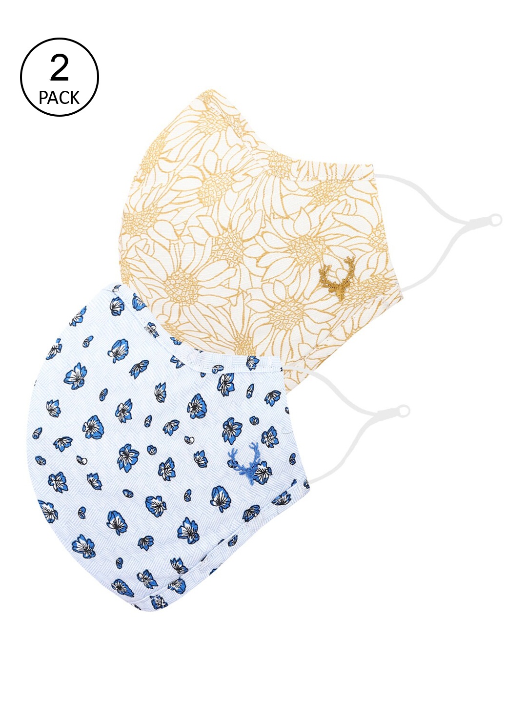 

Allen Solly Women Pack Of 2 3-Ply Reusable Pure Cotton Protective Outdoor Masks, Blue