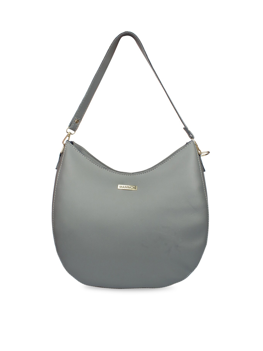 

MAMMON Grey PU Half Moon Hobo Bag with Tasselled