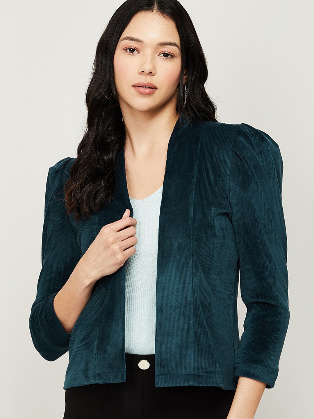 

CODE by Lifestyle Women Teal Open Front Shrug