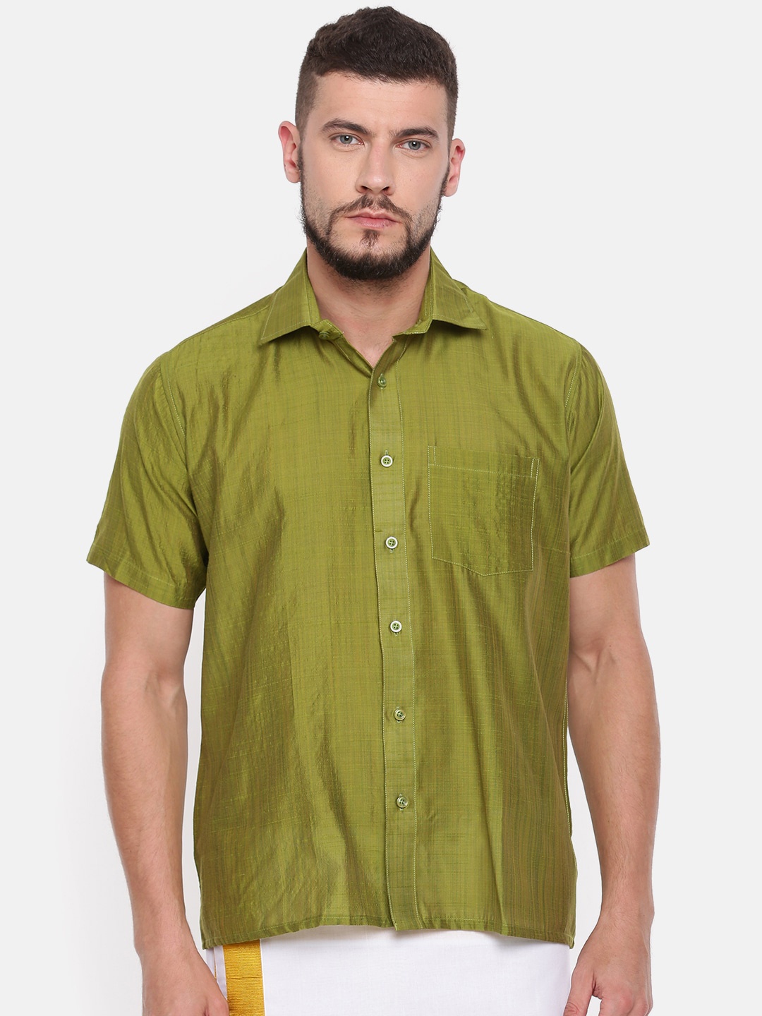 

Cross Court Men Green Opaque Casual Shirt