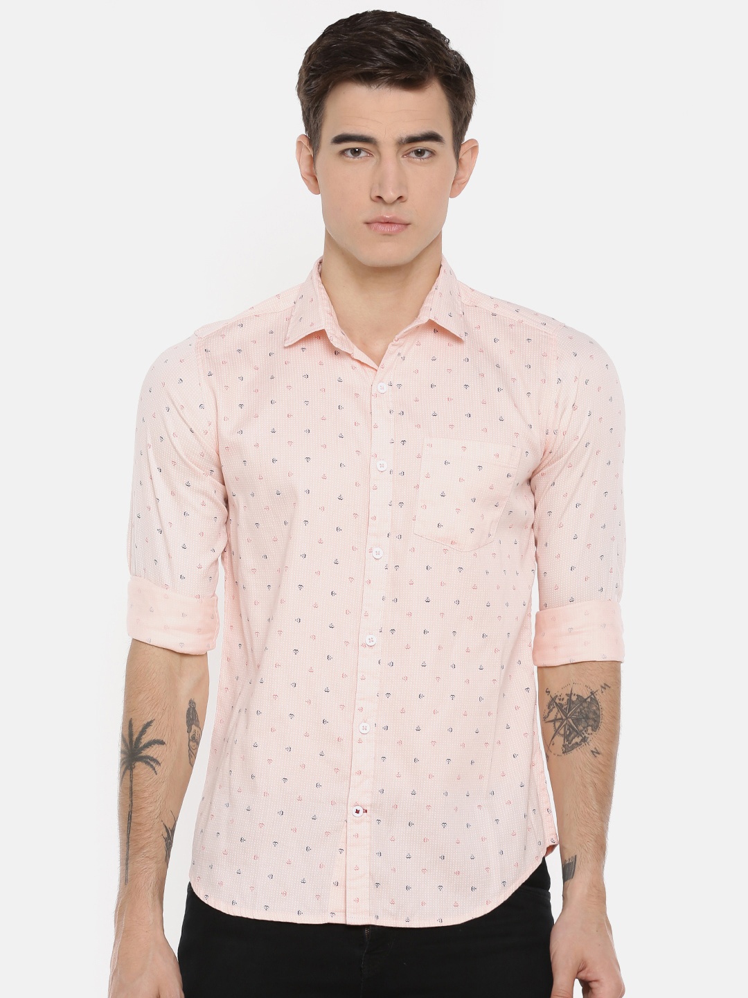 

Cross Court Men Pink Slim Fit Opaque Printed Casual Shirt