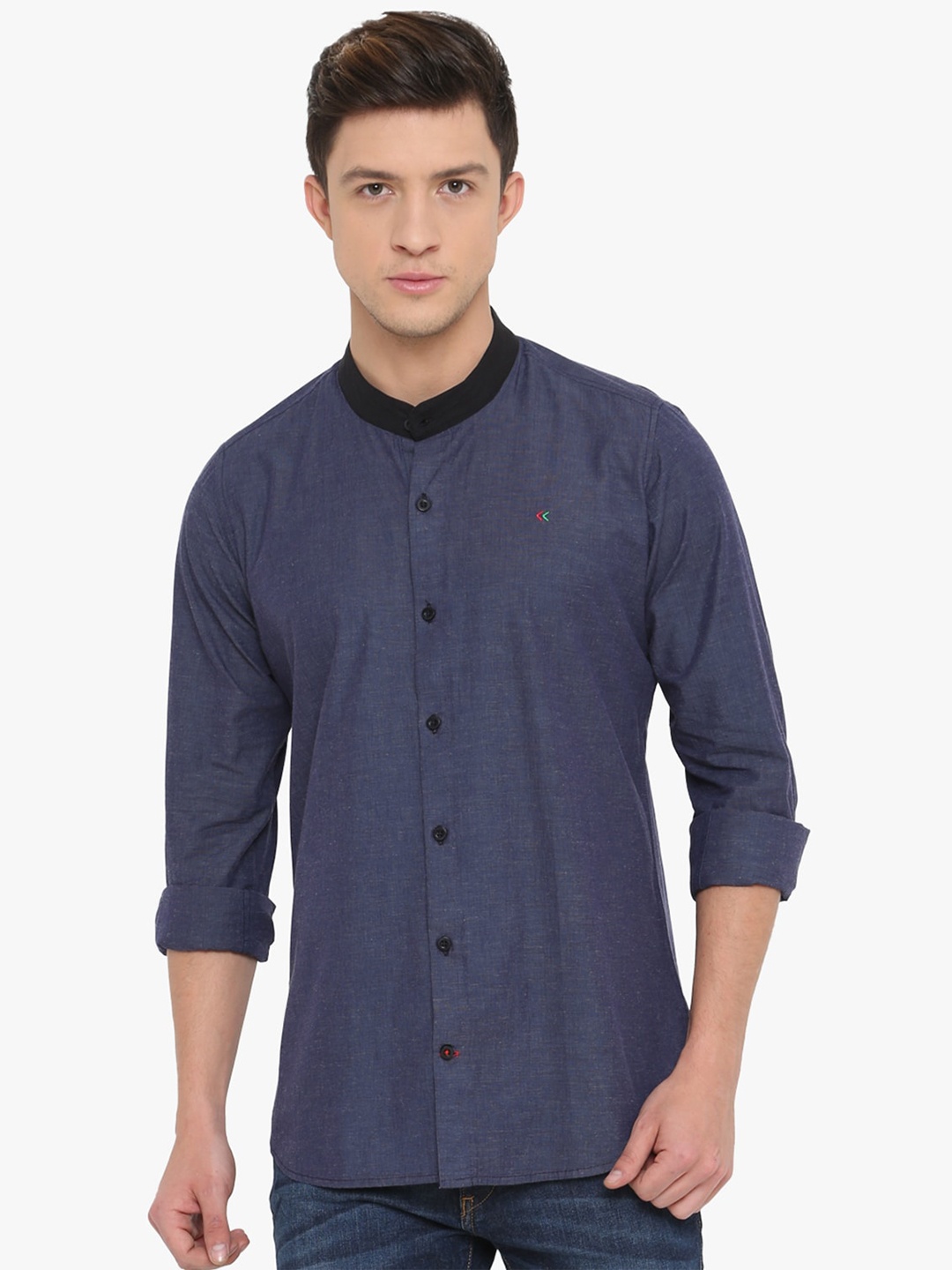 

Cross Court Men Blue Slim Fit Opaque Casual Shirt