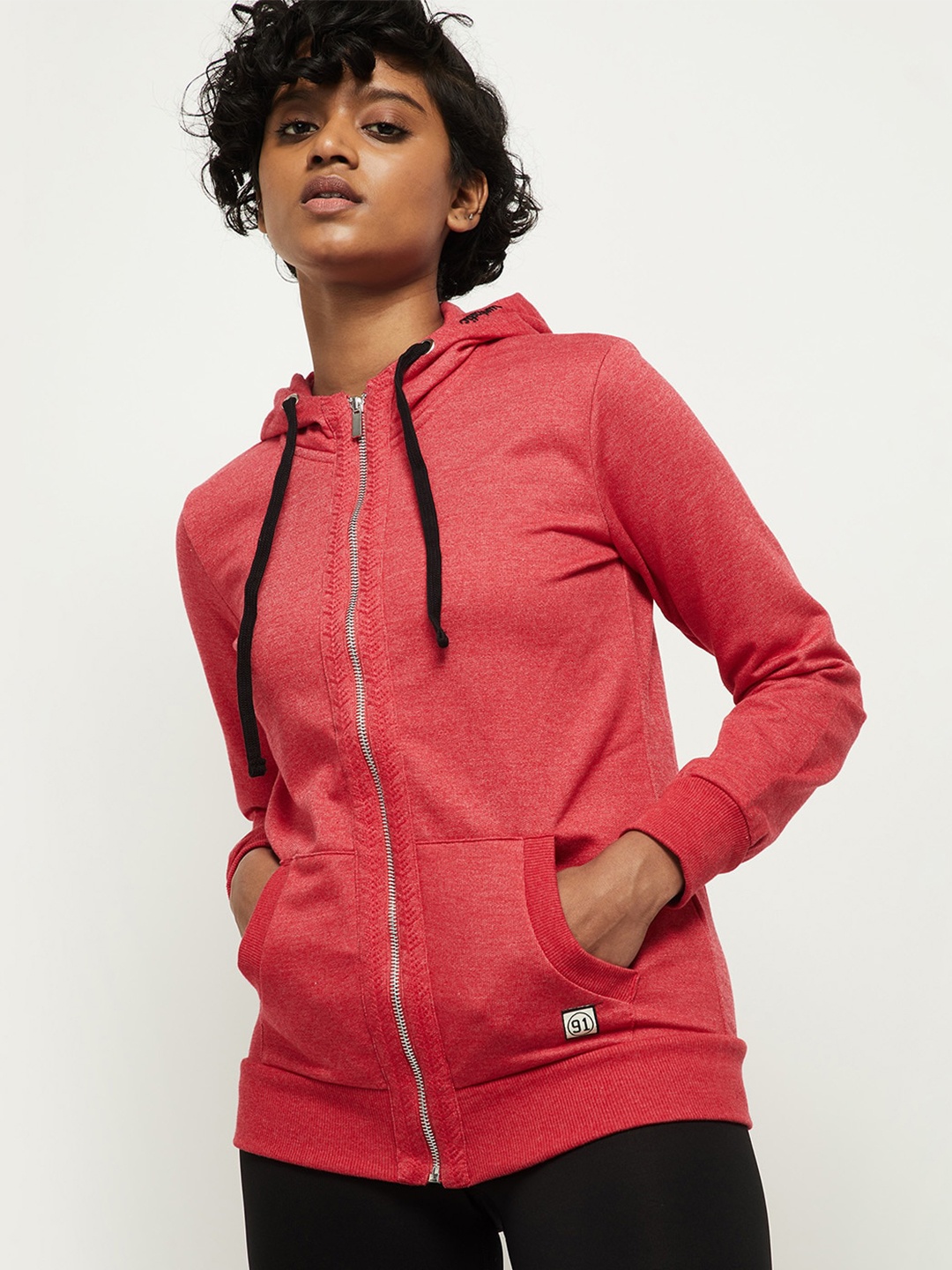 

max Women Pink Hooded Sweatshirt