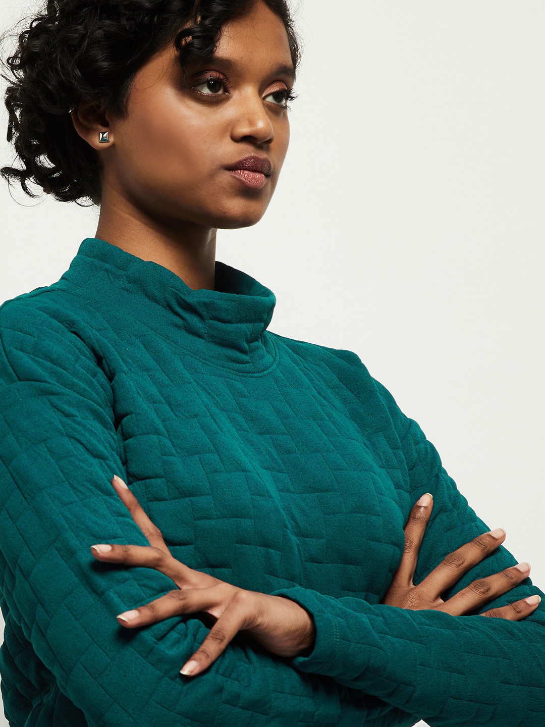 

max Women Teal Blue Sweatshirt