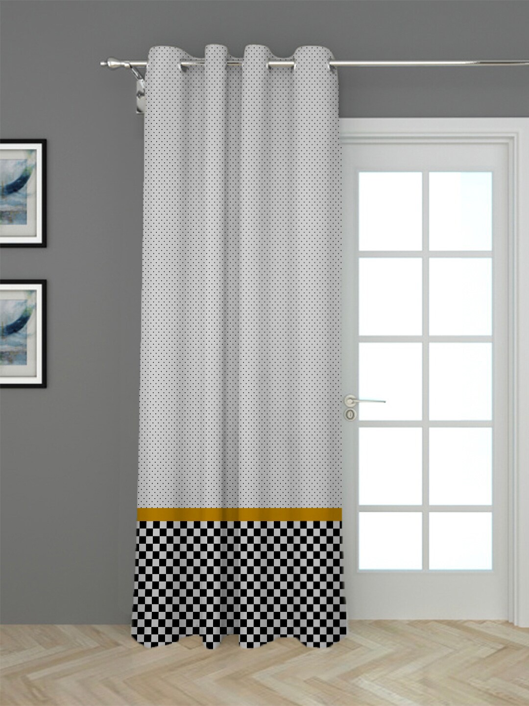 

HOUZZCODE Black & White Black Out Long Door Curtain