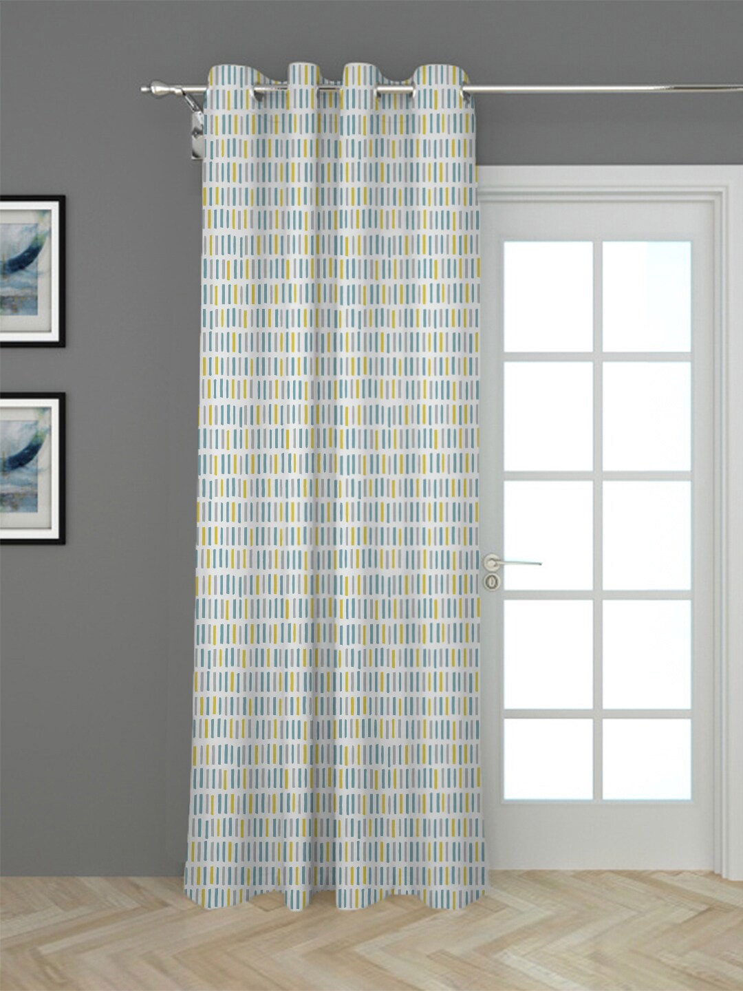 

HOUZZCODE Blue & White Black Out Long Door Curtain