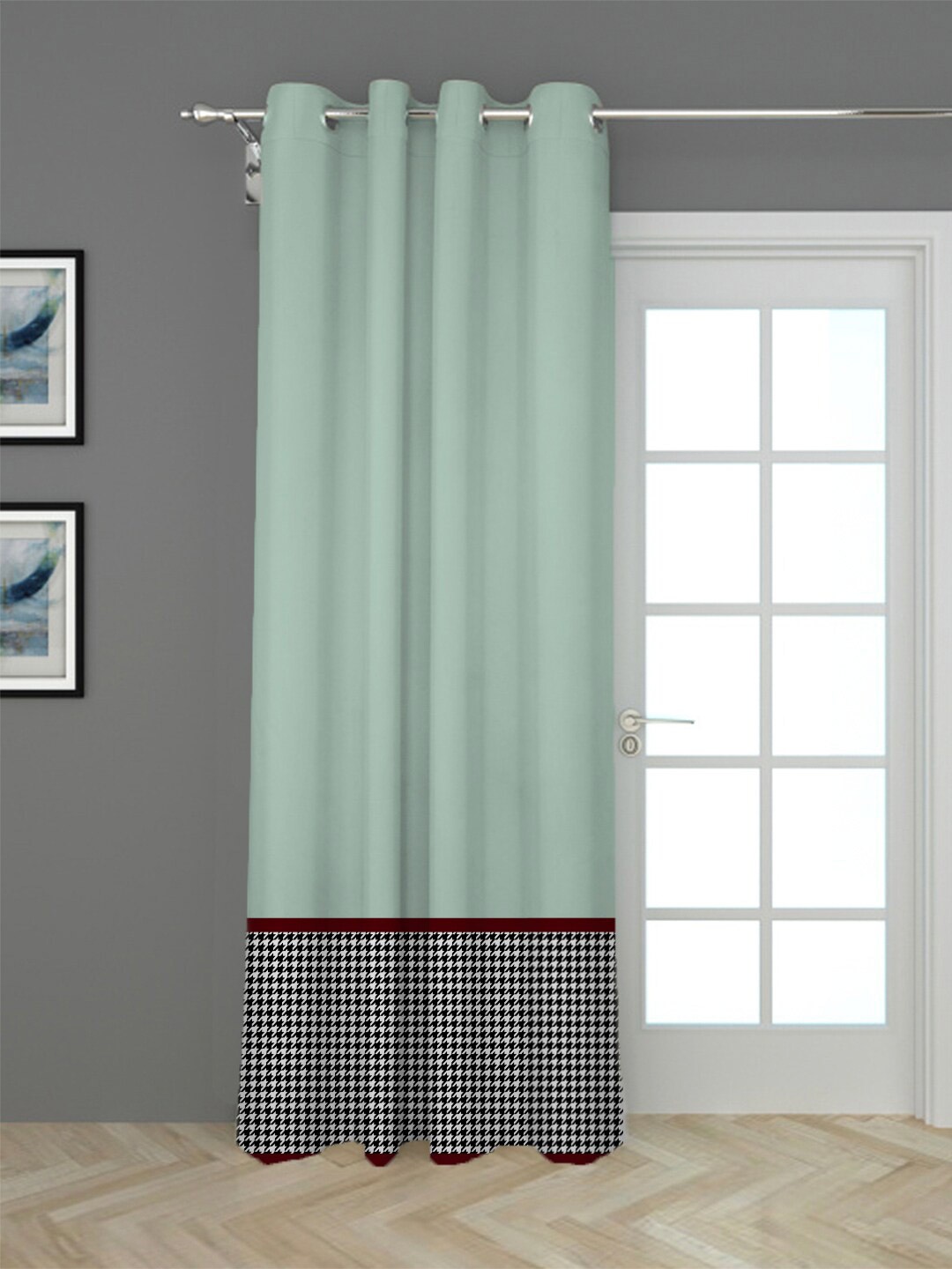 

HOUZZCODE Black & Green Black Out Long Door Curtain