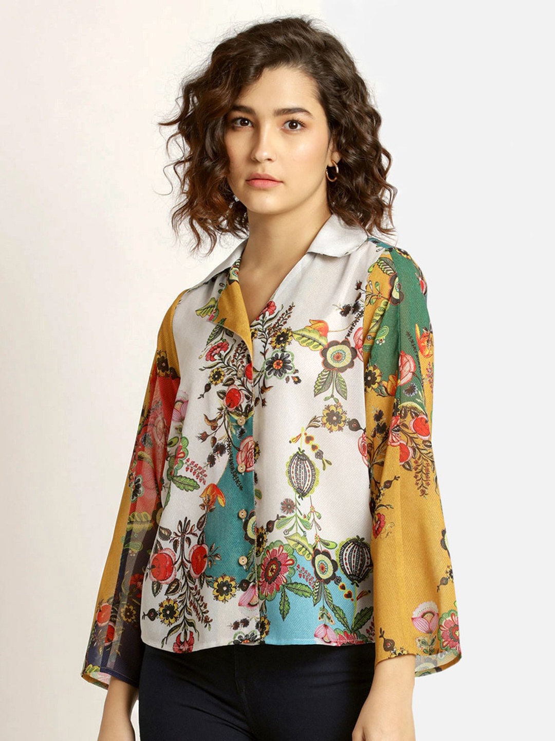 

SHAYE Multicoloured Floral Shirt Style Top, Multi