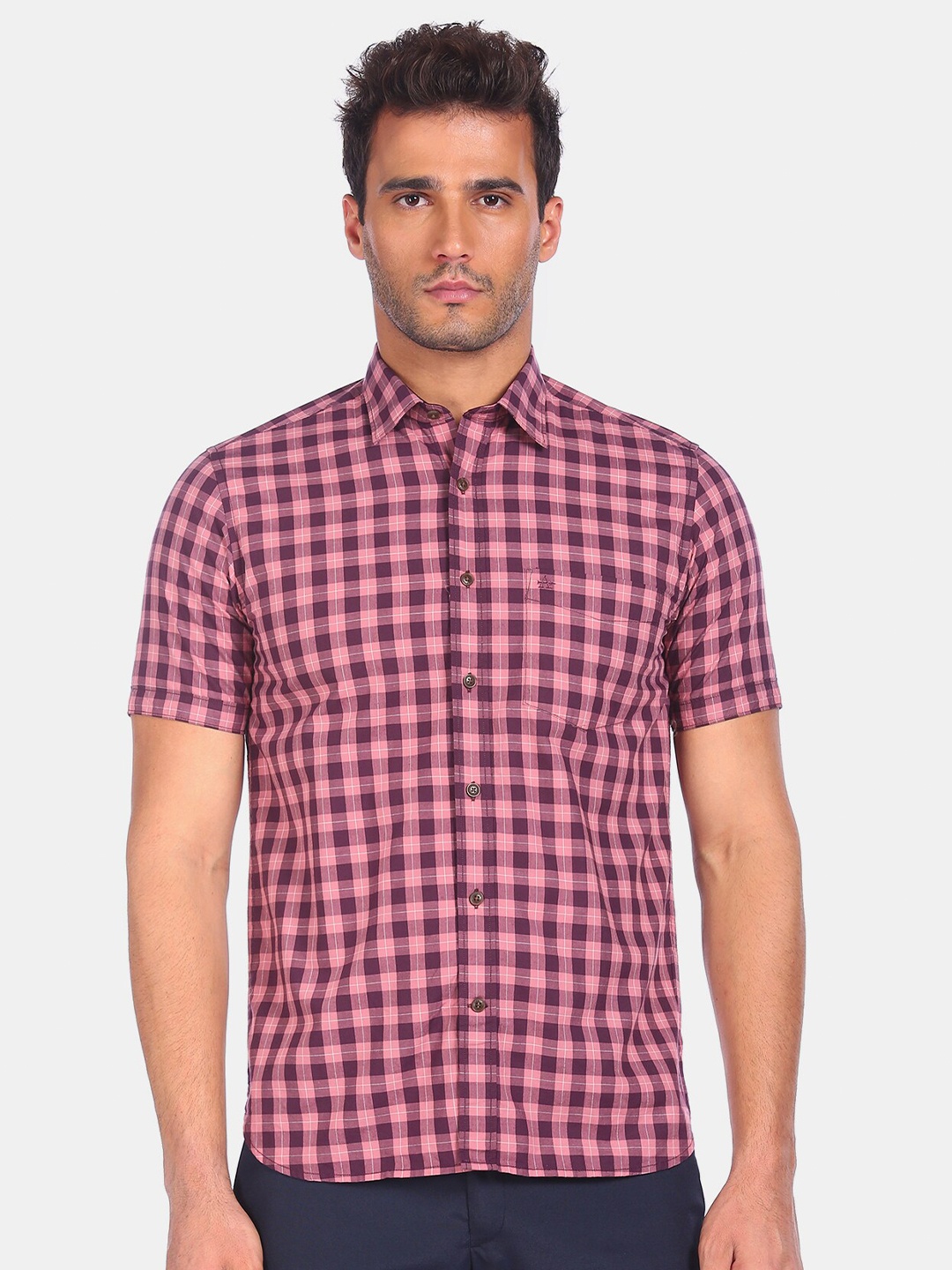 

Arrow Sport Men Purple Opaque Checked Pure Cotton Casual Shirt