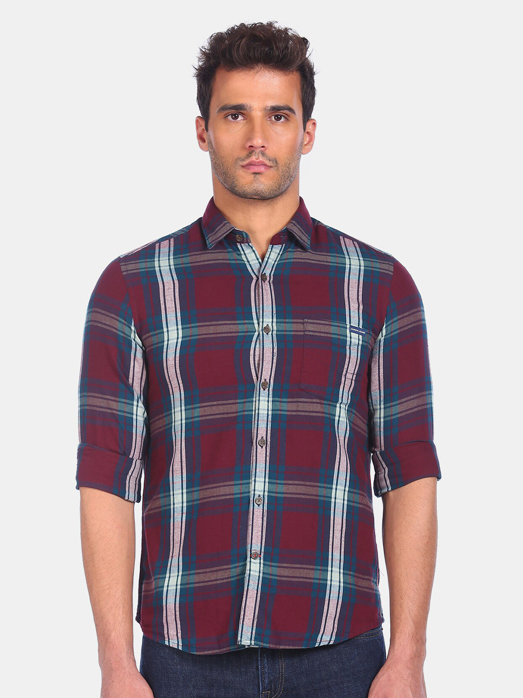 

Arrow Sport Men Blue Tartan Checks Opaque Checked Casual Shirt