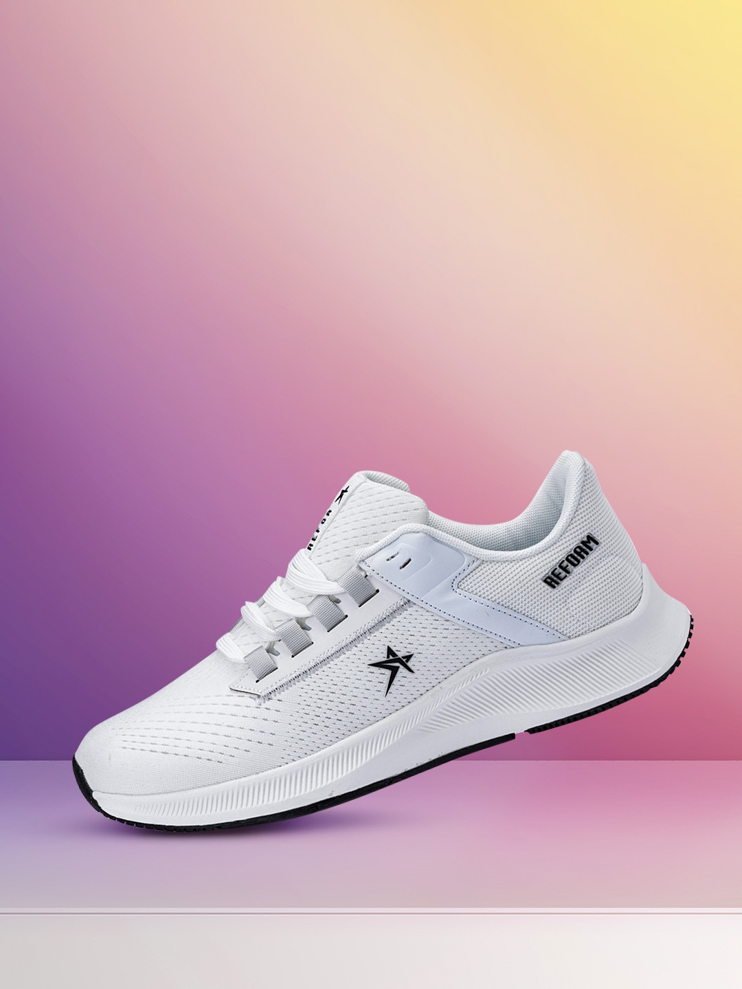 

REFOAM Men White Mesh Running Non-Marking Shoes