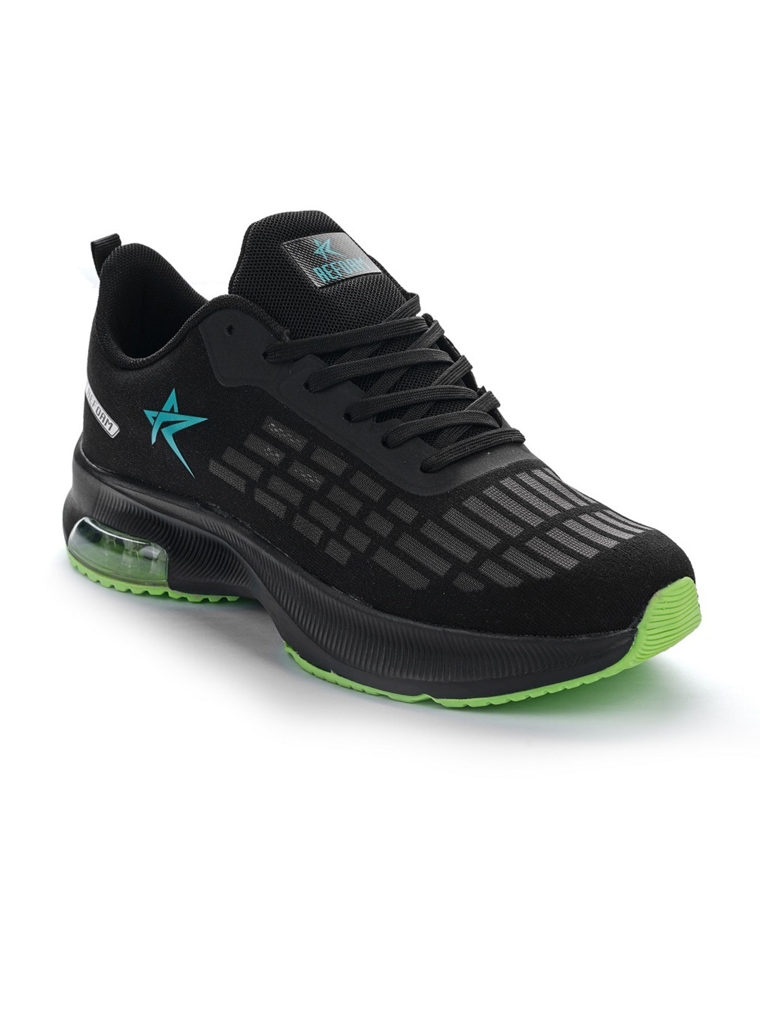 

REFOAM Men Green & Black Mesh Running Non-Marking Shoes
