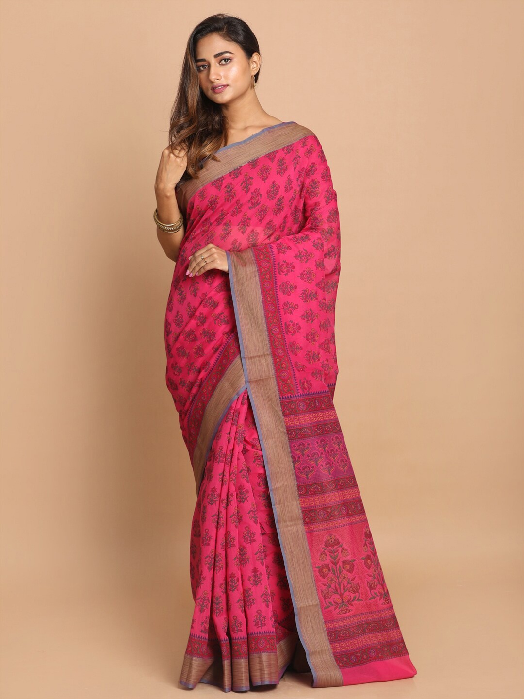 

Saranee Magenta & Blue Ethnic Motifs Saree