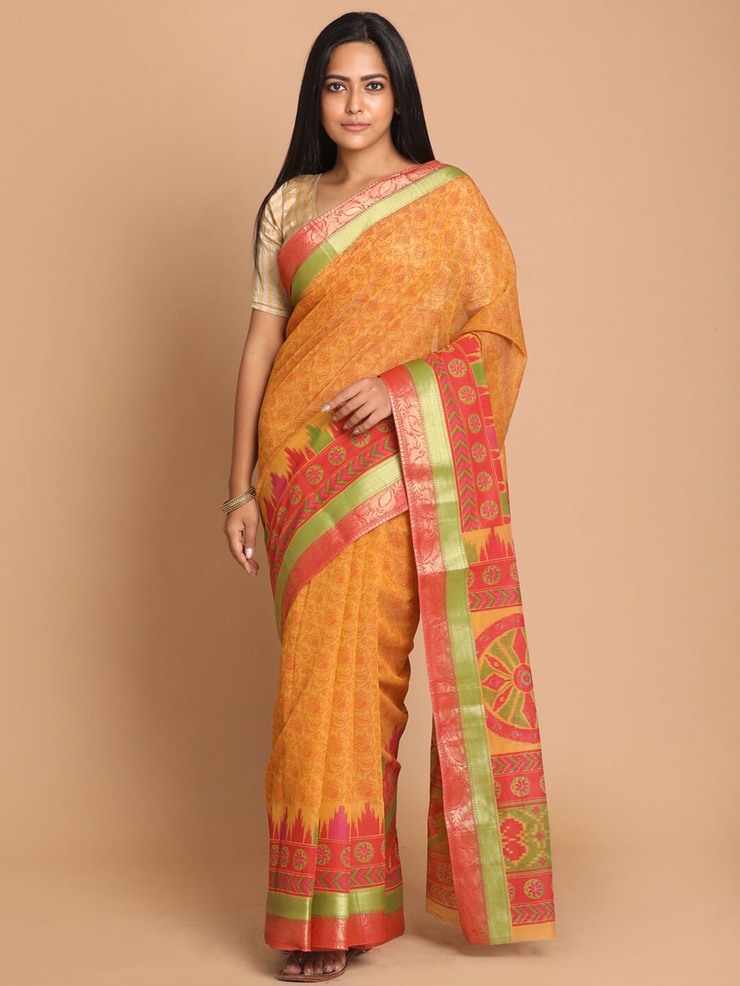 

Saranee Rust & Red Floral Saree