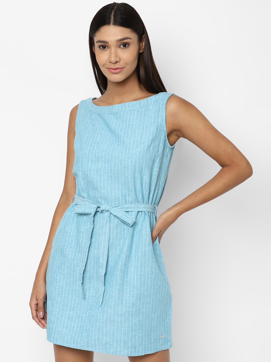 

Allen Solly Woman Blue Linen A-Line Dress