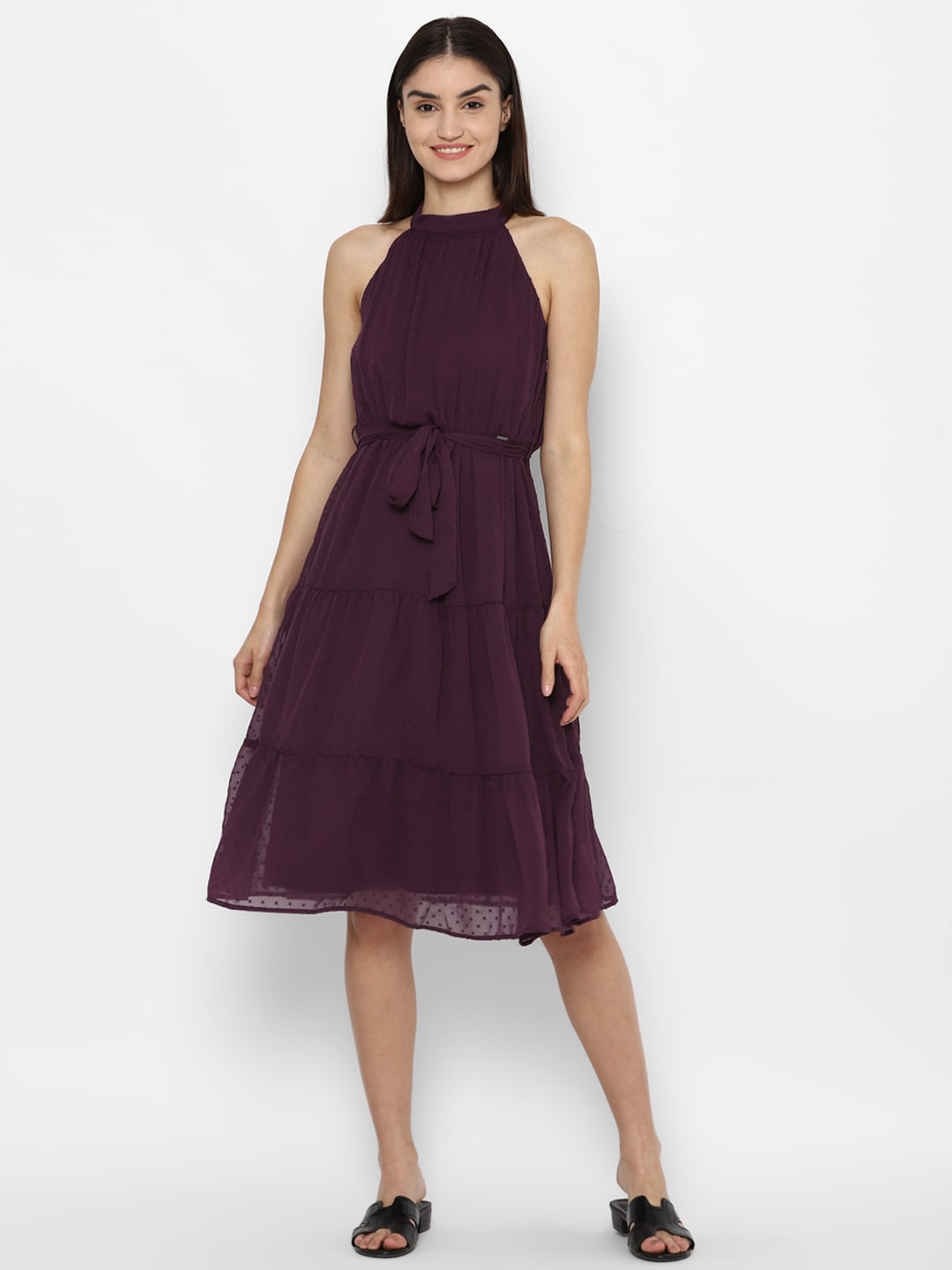 

Allen Solly Woman Burgundy Halter Neck Dress