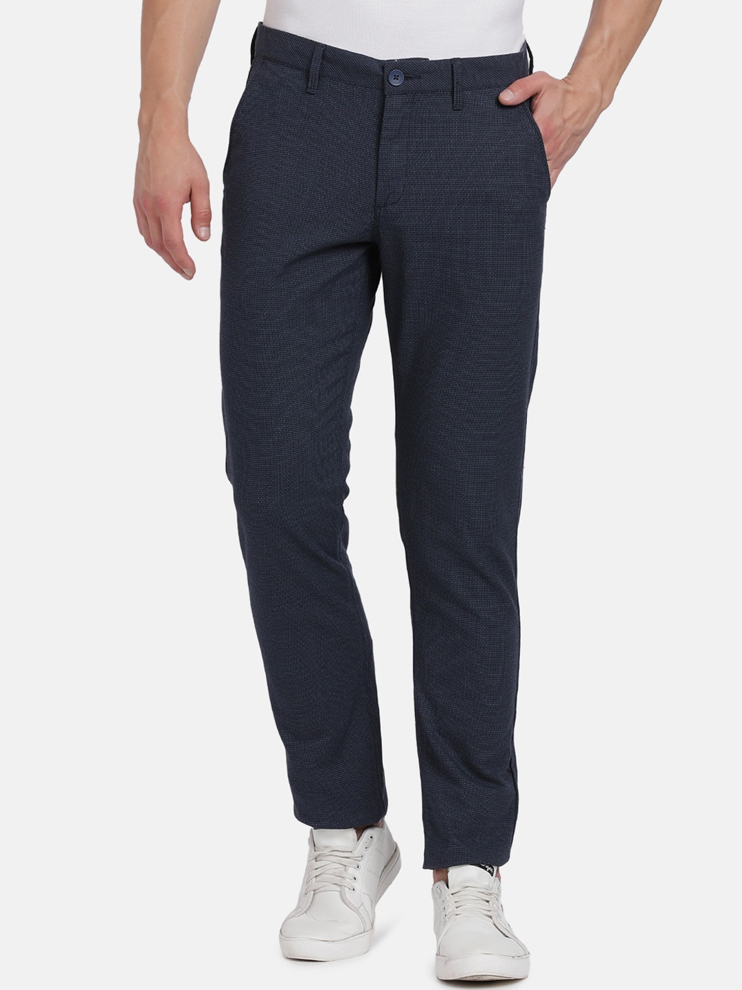 

Crocodile Men Navy Blue Striped Slim Fit Trousers