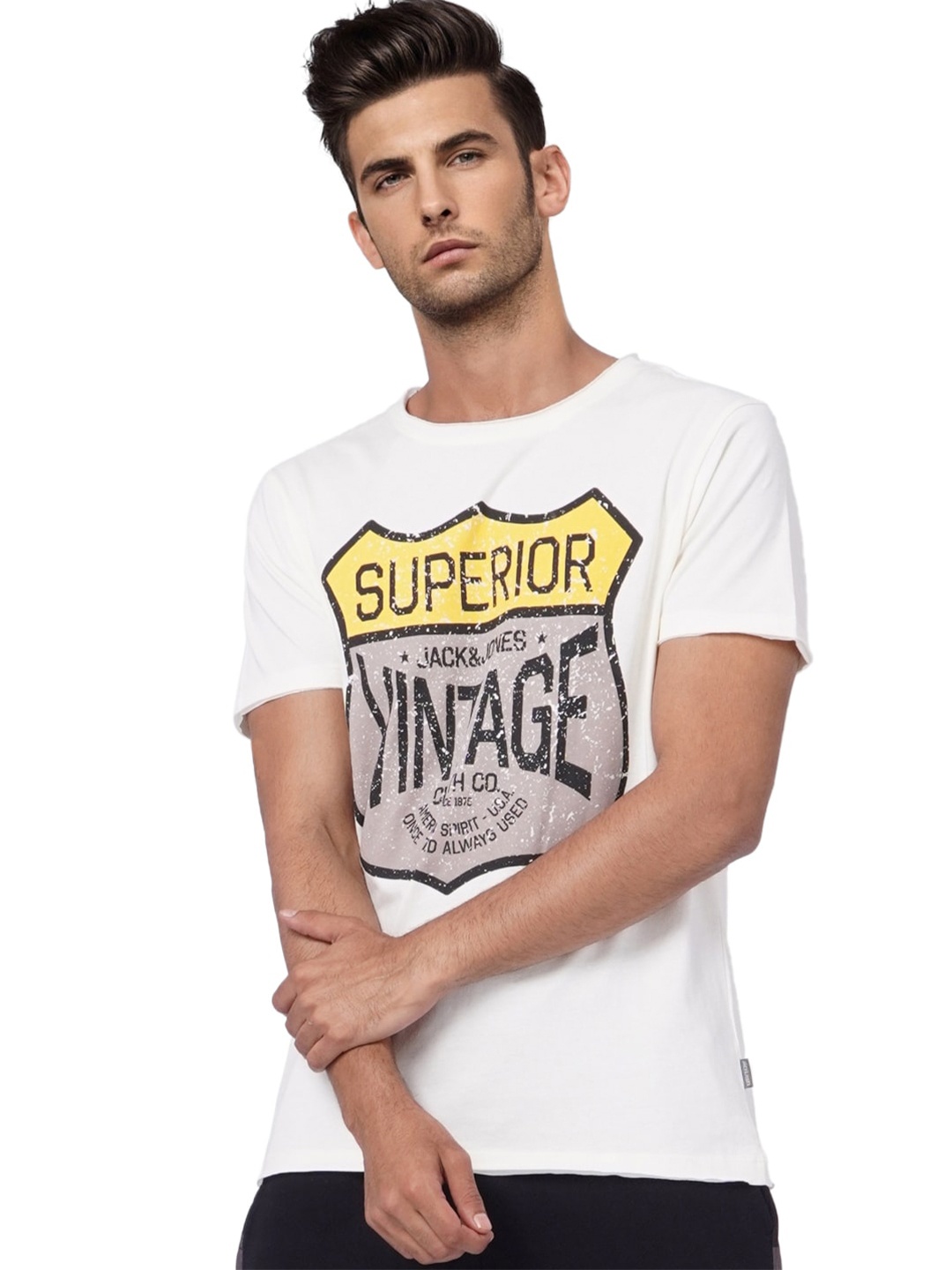 

Jack & Jones Men White Typography Printed Cotton T-shirt