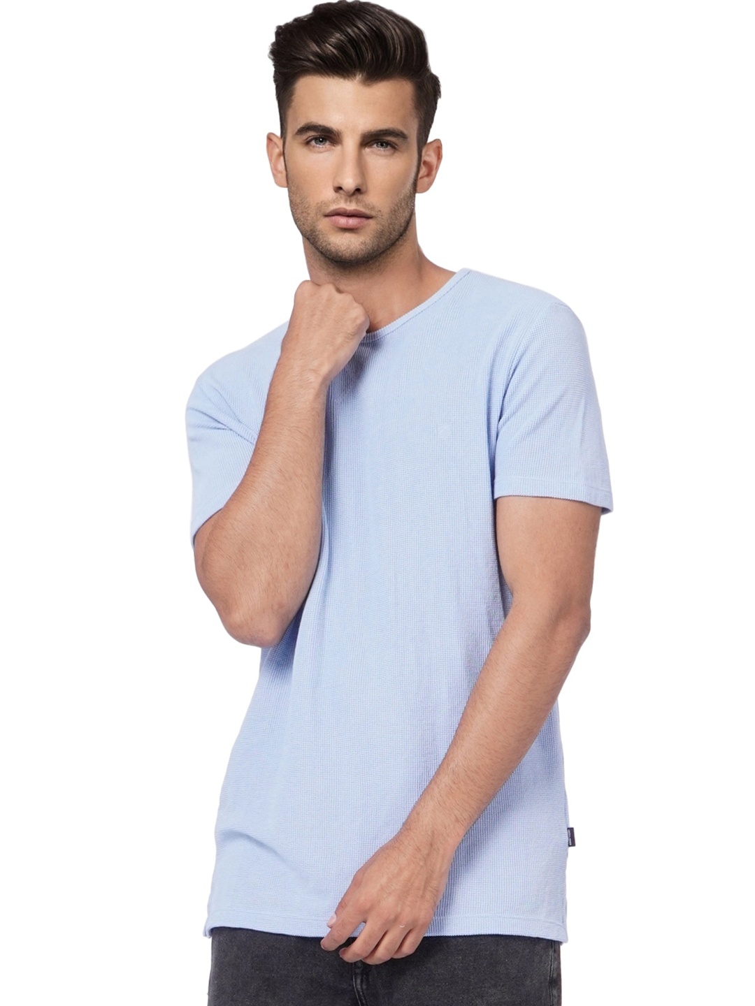 

Jack & Jones Men Blue V-Neck Pockets Slim Fit T-shirt