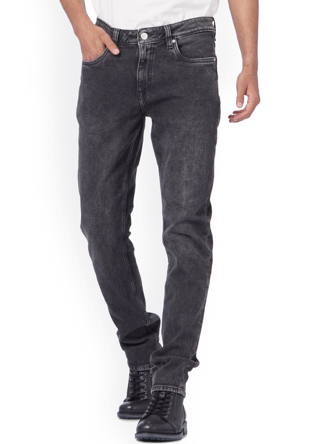 

Jack & Jones Men Grey Slim Fit Mildly Distressed Light Fade Jeans