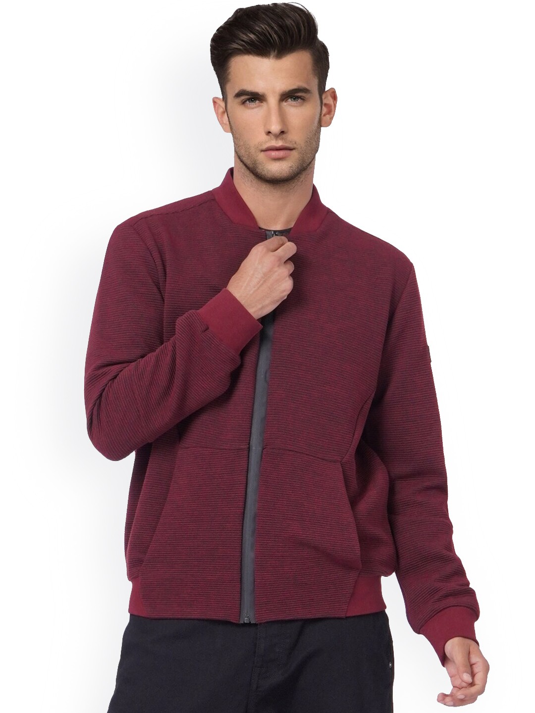 

Jack & Jones Men Maroon Bomber Jacket