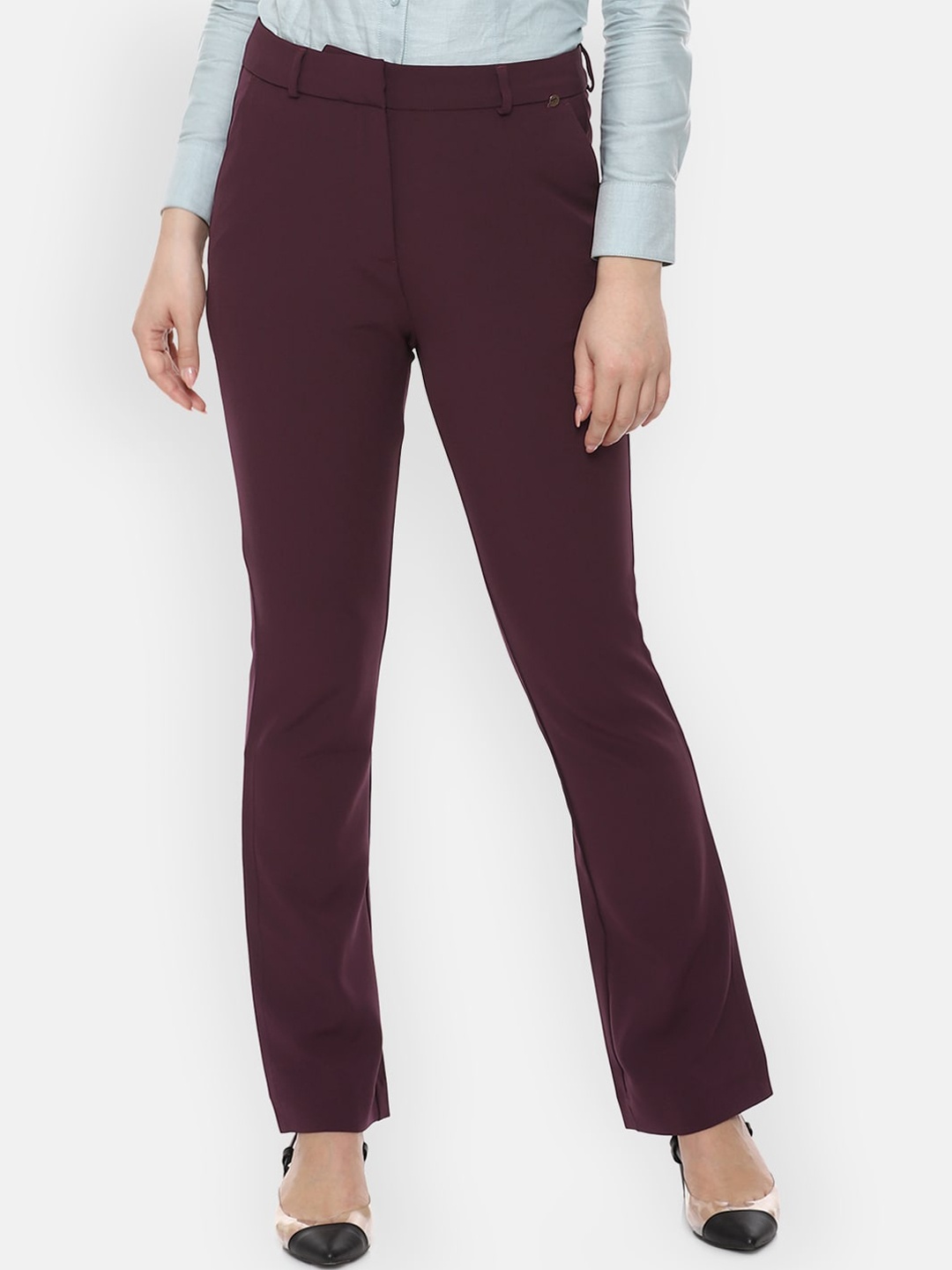 

Van Heusen Woman Women Maroon Solid Trousers
