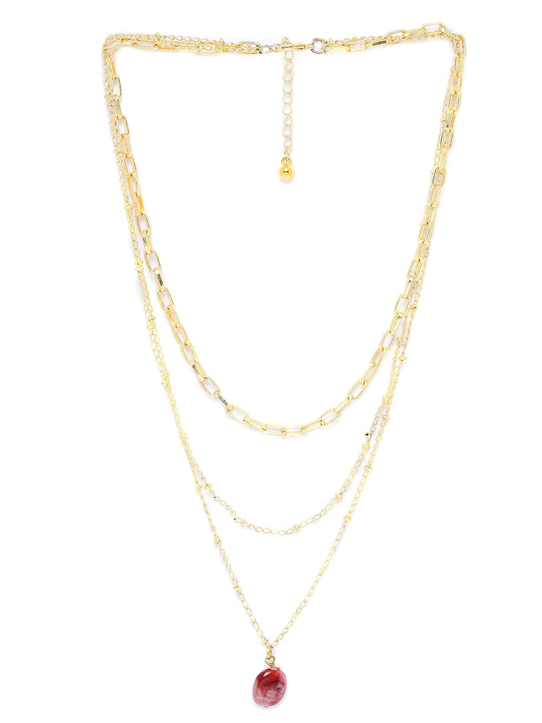 

BELLEZIYA Gold-Toned & Red Gold-Plated Layered Chain