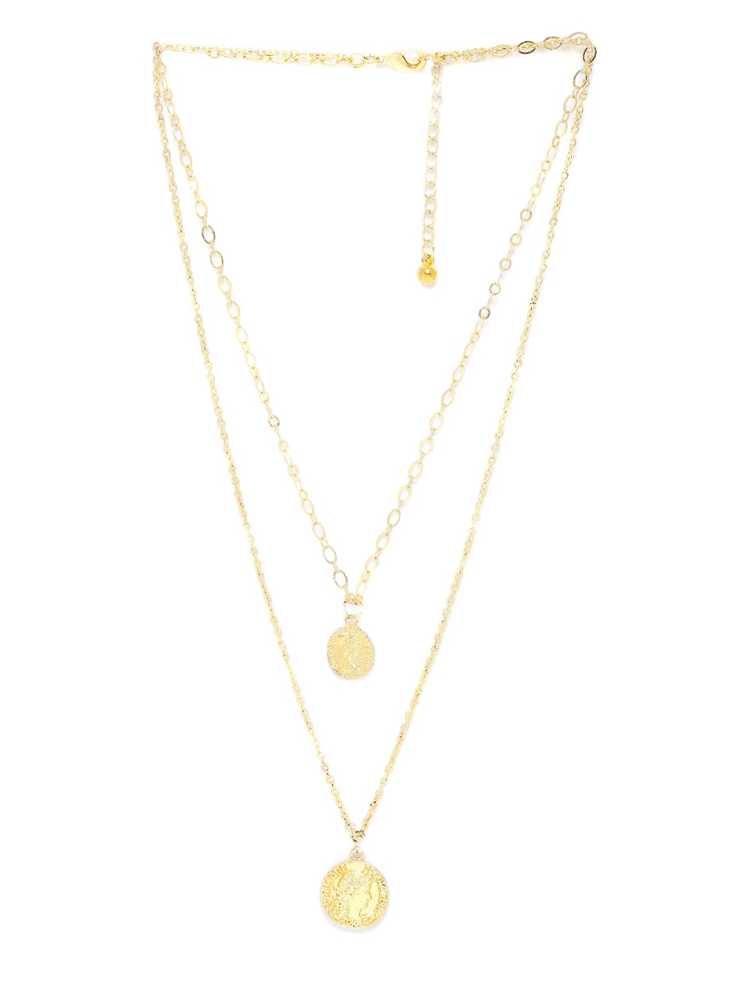 

BELLEZIYA Gold-Toned Coin Charms Layered Necklace