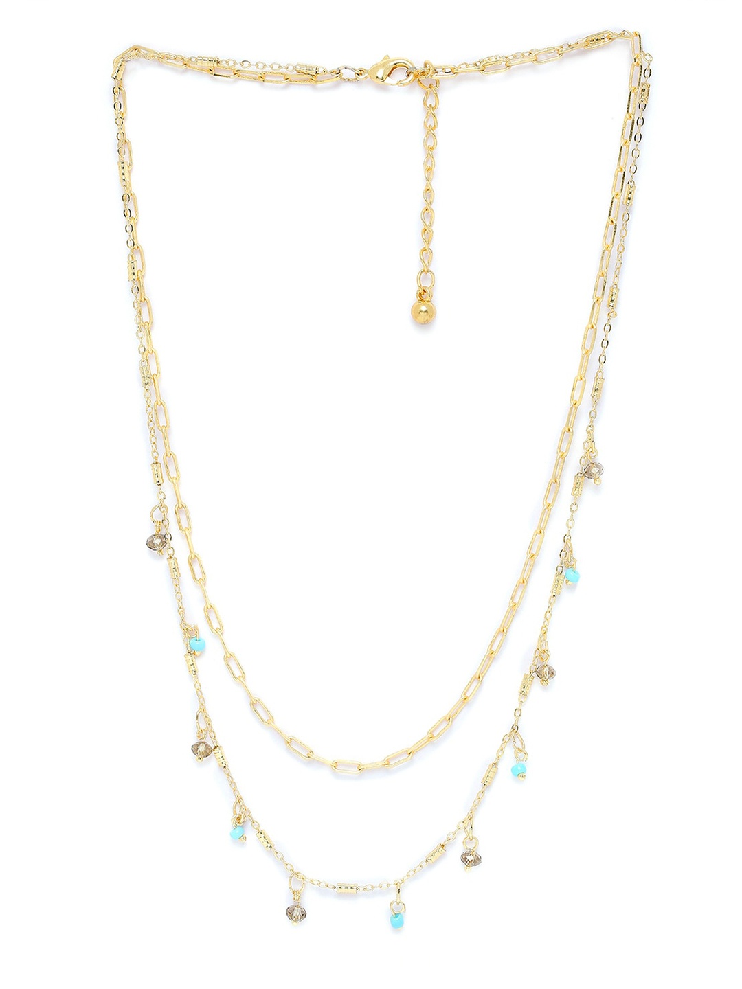 

BELLEZIYA Gold-Toned & Blue Layered Necklace