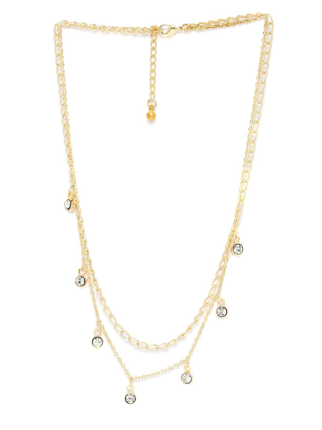 

BELLEZIYA Gold-Toned Stone Studded Layered Necklace