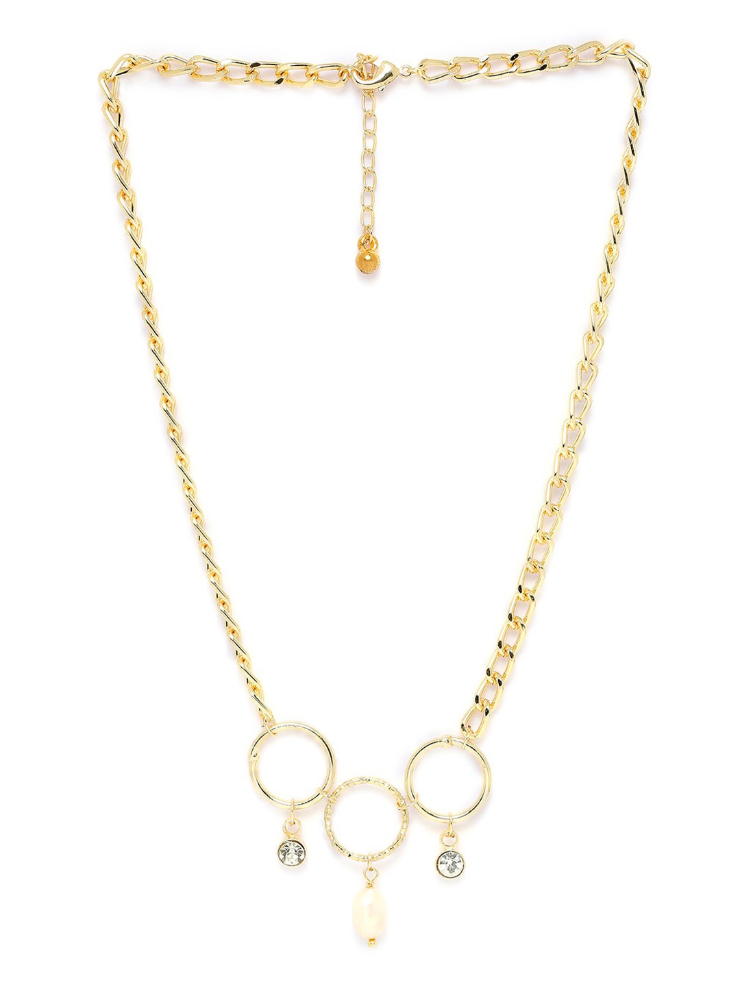 

BELLEZIYA Gold-Toned & White Loops & Charms Necklace