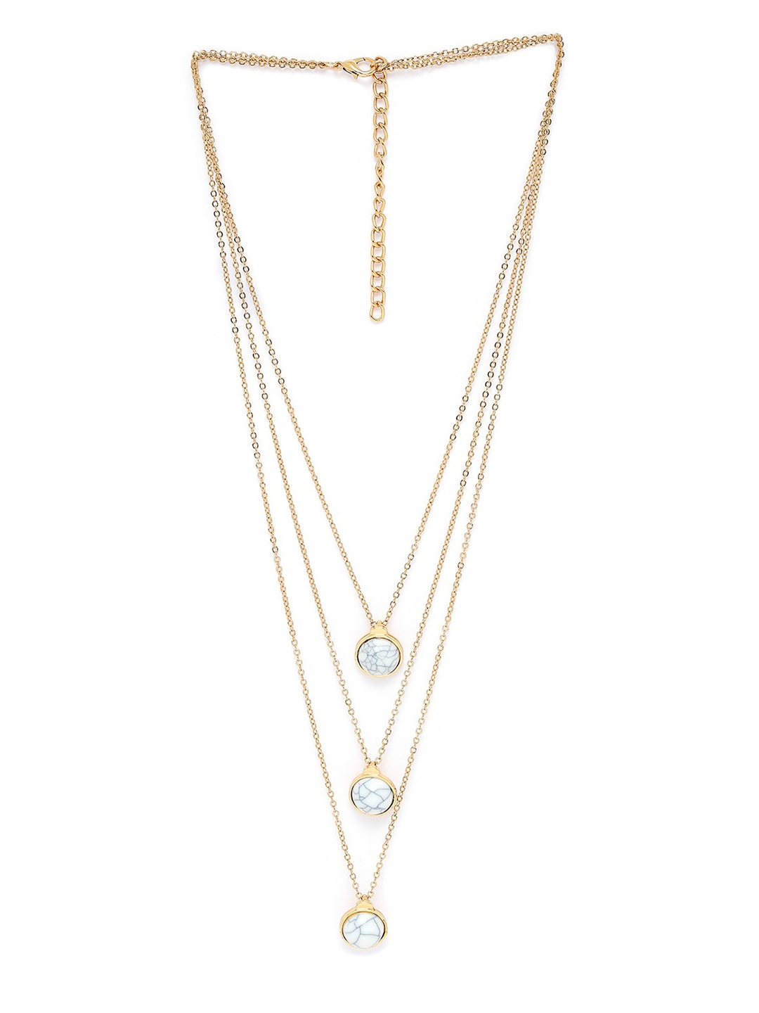 

BELLEZIYA Gold-Toned & Grey Layered Necklace