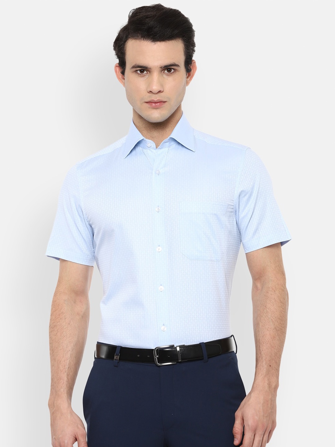 

Louis Philippe Men Blue Opaque Formal Shirt