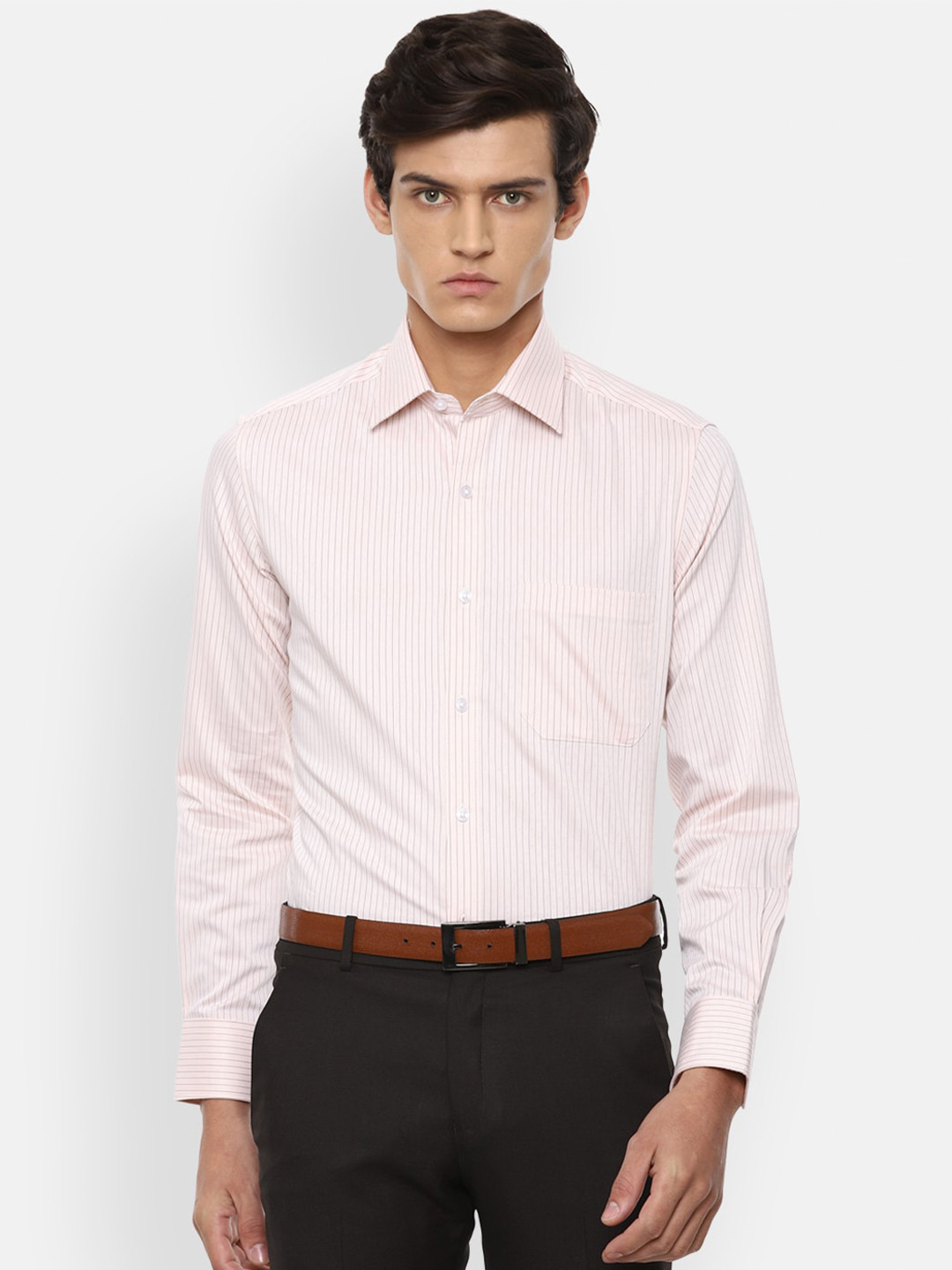 

Louis Philippe Men Cream-Coloured Opaque Striped Formal Shirt
