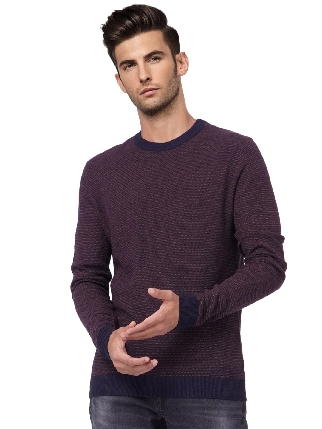 

Jack & Jones Men Navy Blue Cotton Pullover