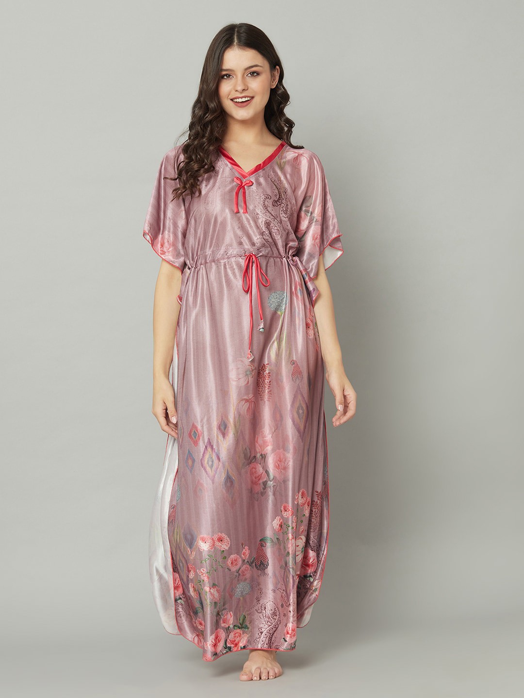 

TRUNDZ Pink Printed Maxi Nightdress