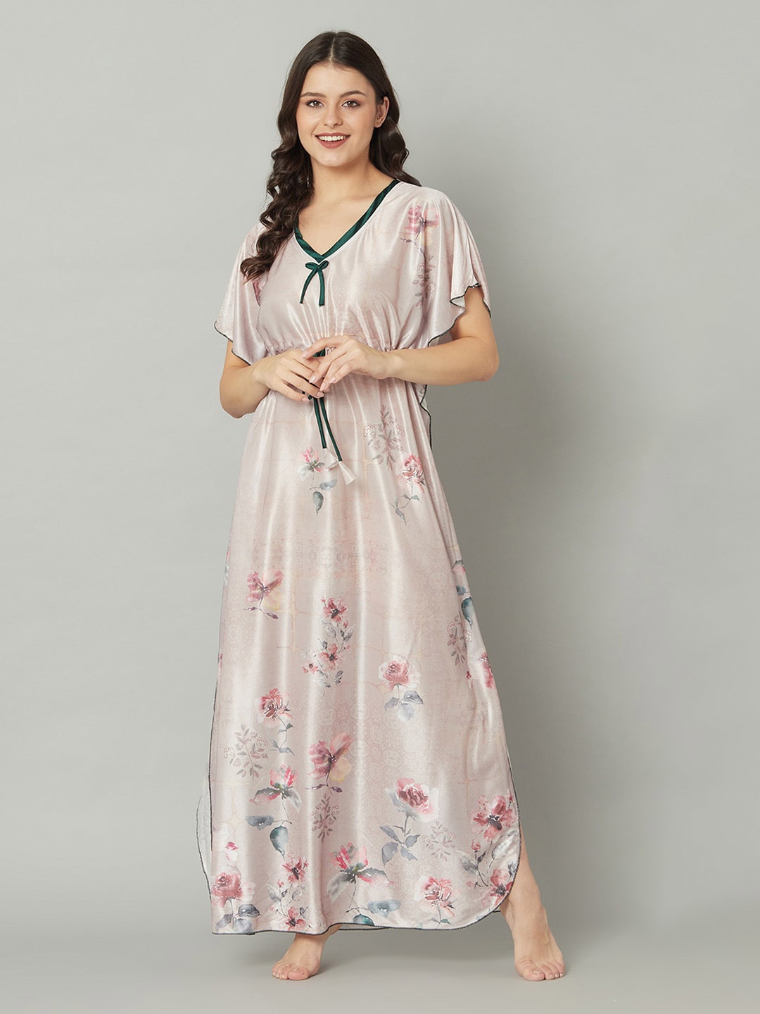 

TRUNDZ Pink Printed Maxi Nightdress