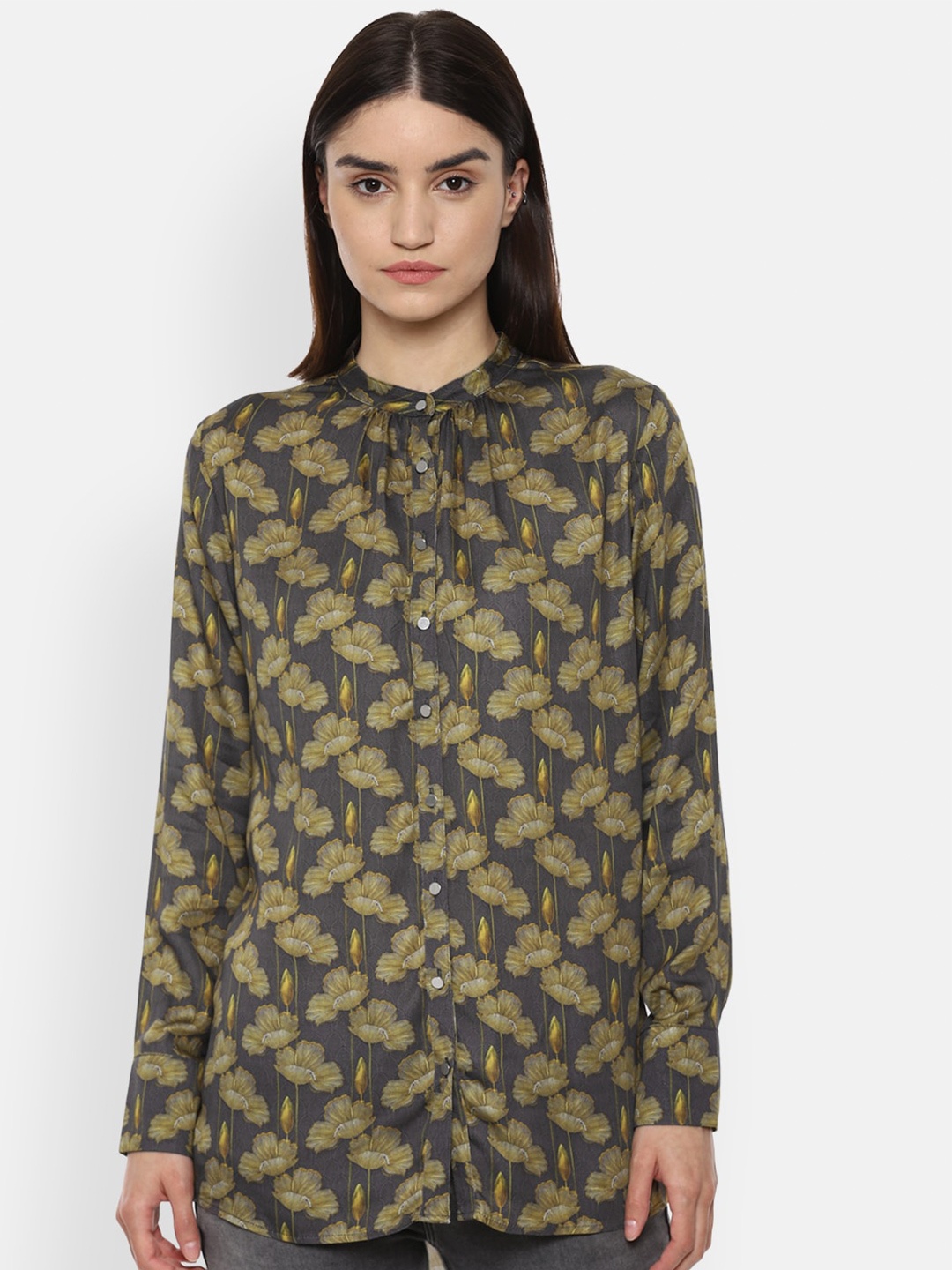 

Van Heusen Woman Women Yellow Opaque Printed Casual Shirt