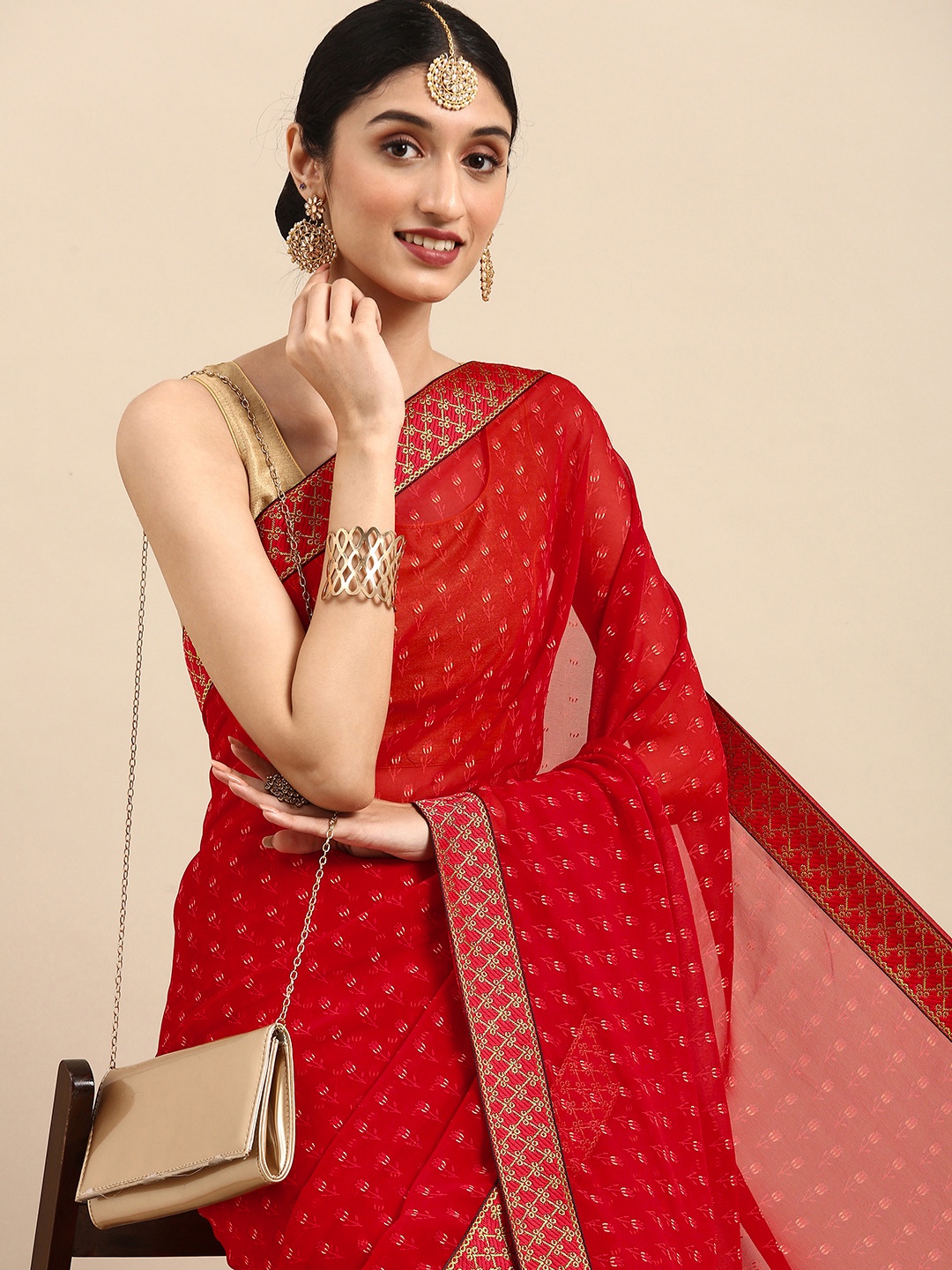 

Anouk Maroon Floral Pure Georgette Bhagalpuri Saree