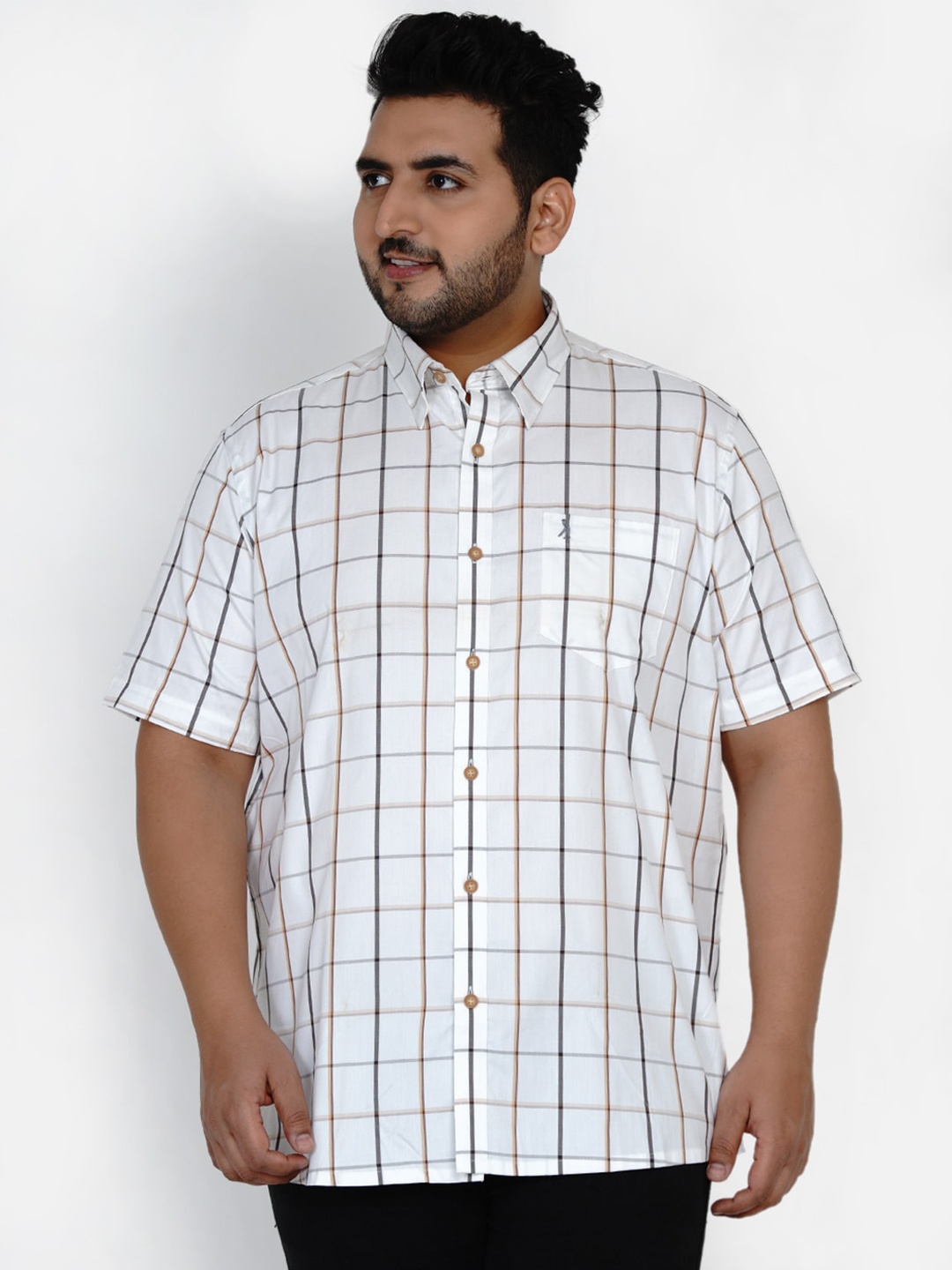 

Santonio Men White Comfort Checked Plus Size Casual Shirt