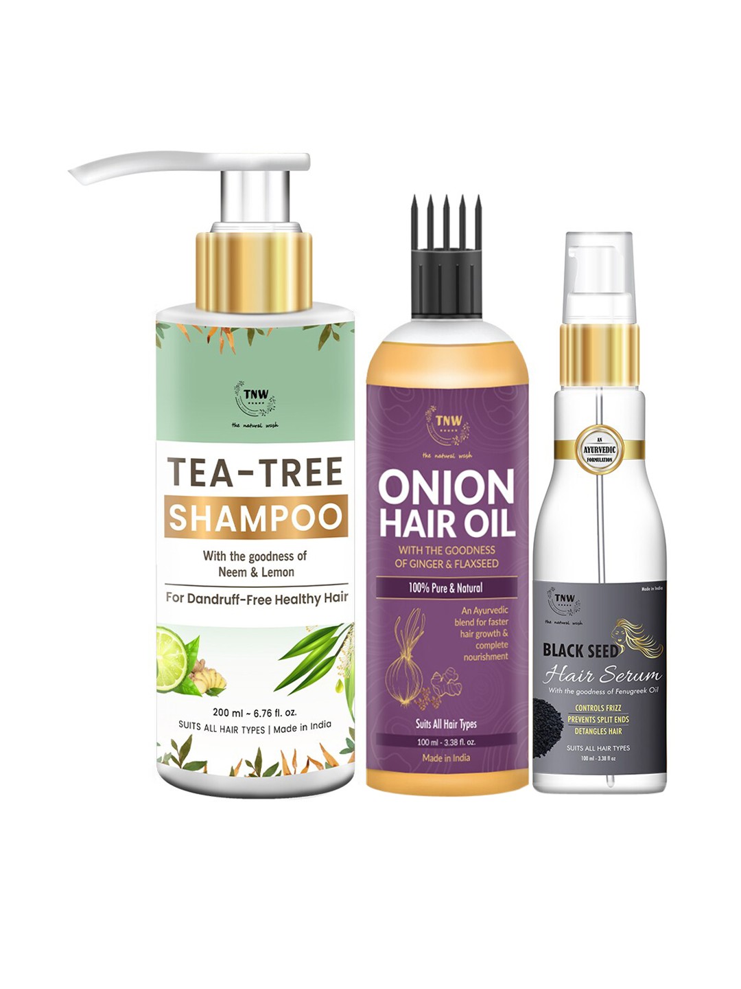 

TNW the natural wash Set of 3 Hair Care Kit, White