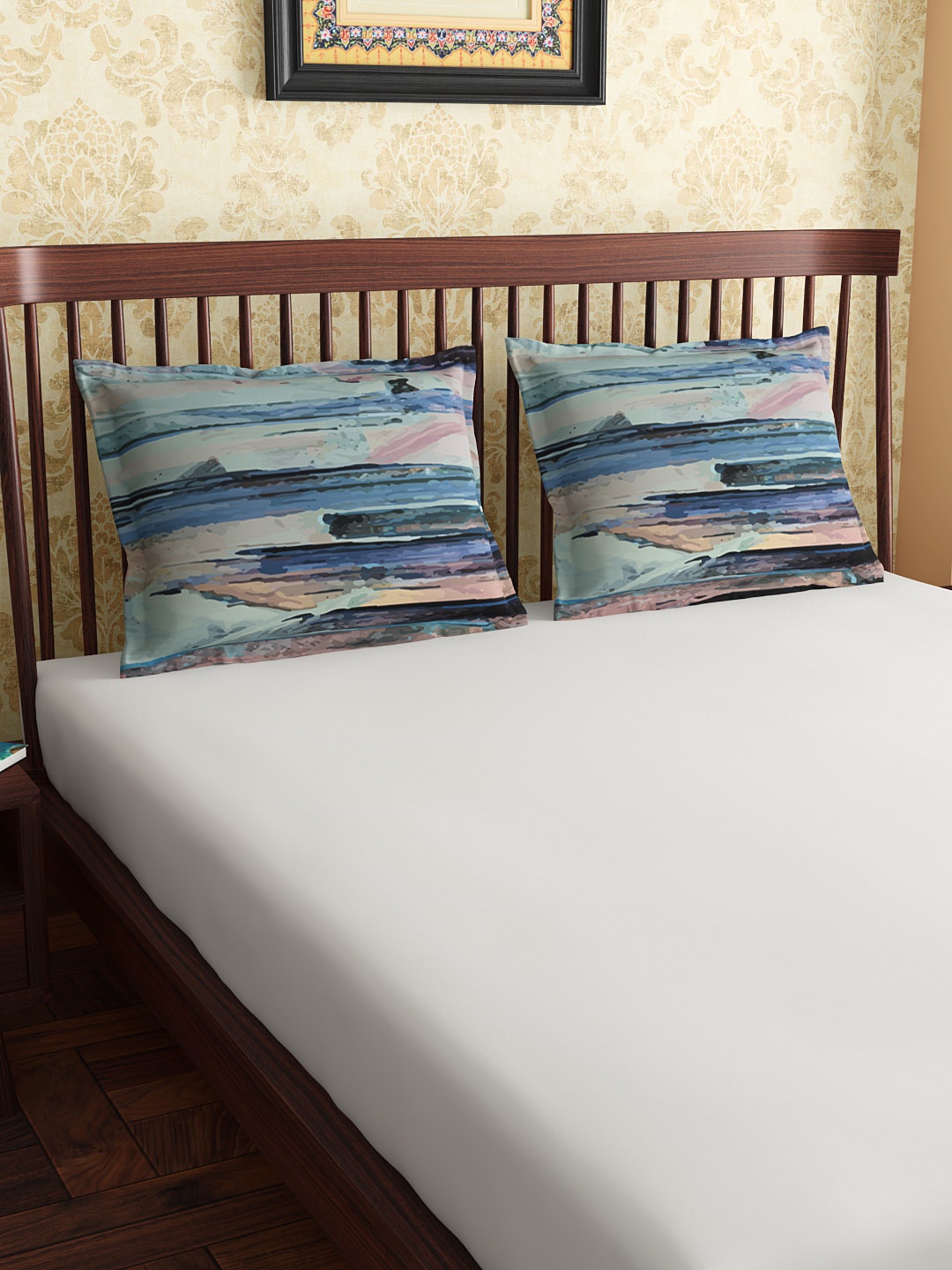 

PETAL HOME Set Of 2 Blue Pure Cotton Pillow Covers