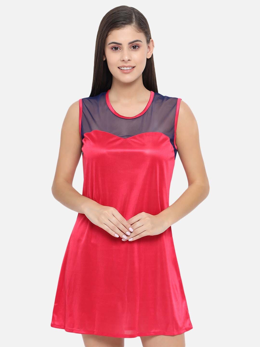 

Klamotten Women Red & Black Solid Baby Doll